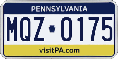 PA license plate MQZ0175