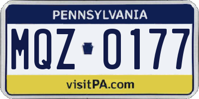 PA license plate MQZ0177