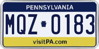 PA license plate MQZ0183