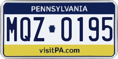 PA license plate MQZ0195