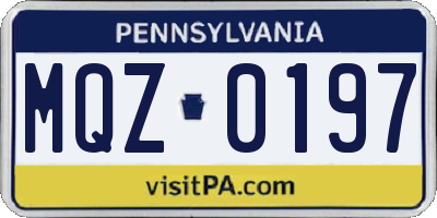 PA license plate MQZ0197