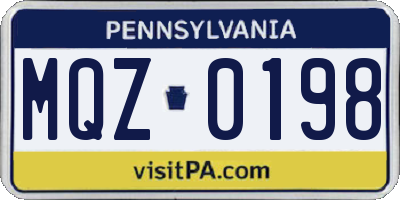 PA license plate MQZ0198