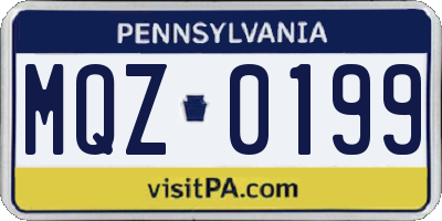 PA license plate MQZ0199