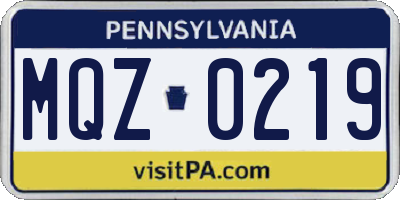 PA license plate MQZ0219
