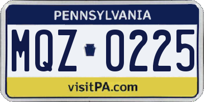 PA license plate MQZ0225