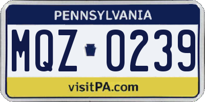 PA license plate MQZ0239