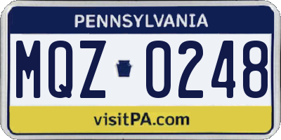 PA license plate MQZ0248