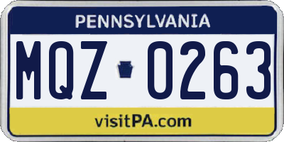 PA license plate MQZ0263