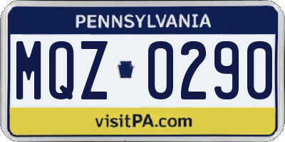 PA license plate MQZ0290