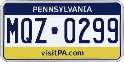 PA license plate MQZ0299