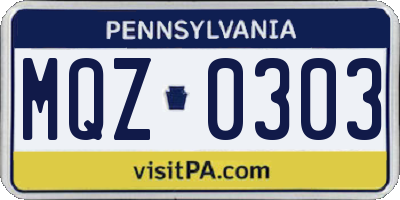 PA license plate MQZ0303