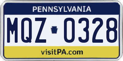 PA license plate MQZ0328