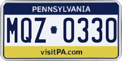 PA license plate MQZ0330