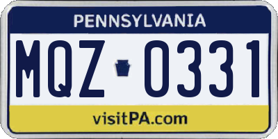 PA license plate MQZ0331