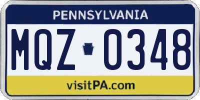 PA license plate MQZ0348