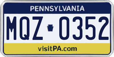PA license plate MQZ0352