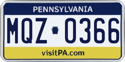 PA license plate MQZ0366