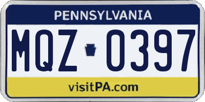 PA license plate MQZ0397