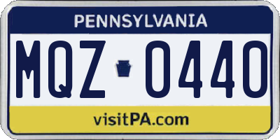 PA license plate MQZ0440