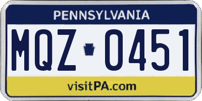 PA license plate MQZ0451