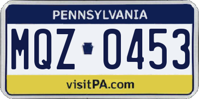 PA license plate MQZ0453