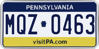 PA license plate MQZ0463