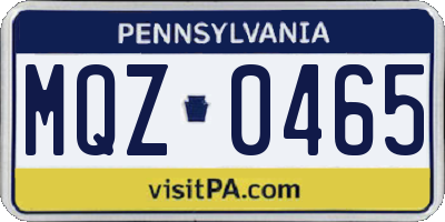 PA license plate MQZ0465