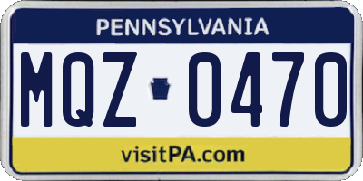 PA license plate MQZ0470