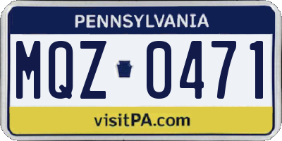PA license plate MQZ0471