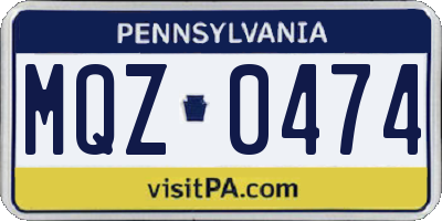 PA license plate MQZ0474