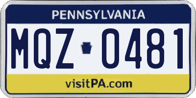 PA license plate MQZ0481