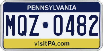 PA license plate MQZ0482