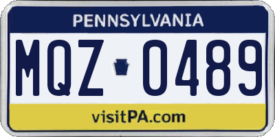 PA license plate MQZ0489