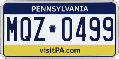 PA license plate MQZ0499