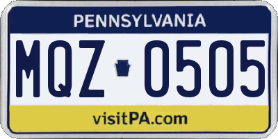 PA license plate MQZ0505