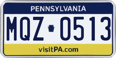 PA license plate MQZ0513