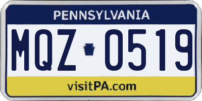 PA license plate MQZ0519