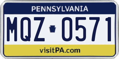 PA license plate MQZ0571