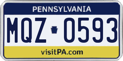 PA license plate MQZ0593