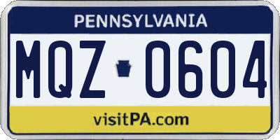 PA license plate MQZ0604