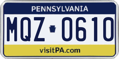 PA license plate MQZ0610