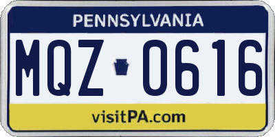 PA license plate MQZ0616