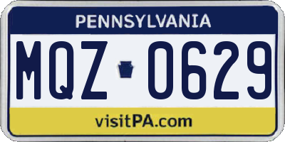 PA license plate MQZ0629