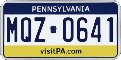 PA license plate MQZ0641