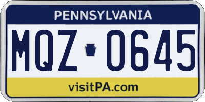PA license plate MQZ0645