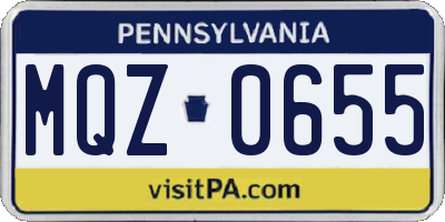 PA license plate MQZ0655