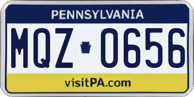 PA license plate MQZ0656