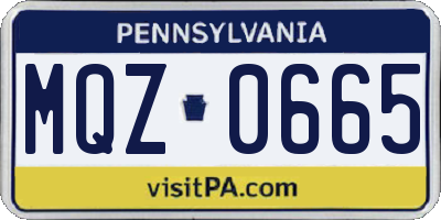 PA license plate MQZ0665