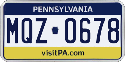 PA license plate MQZ0678