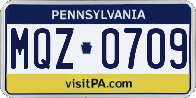 PA license plate MQZ0709
